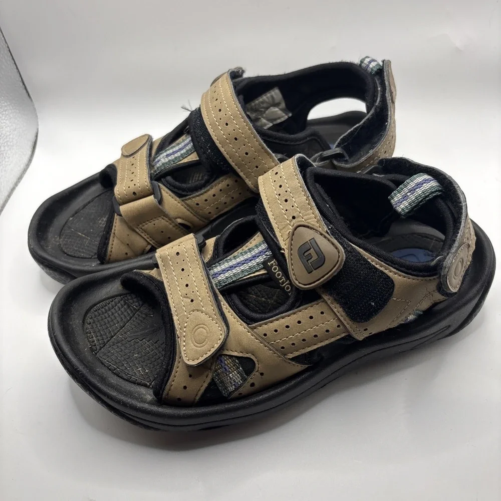 Foot‎ Joy Womens 6M Brown Leather Adjustable Golf Sandals Soft Spikes 48786